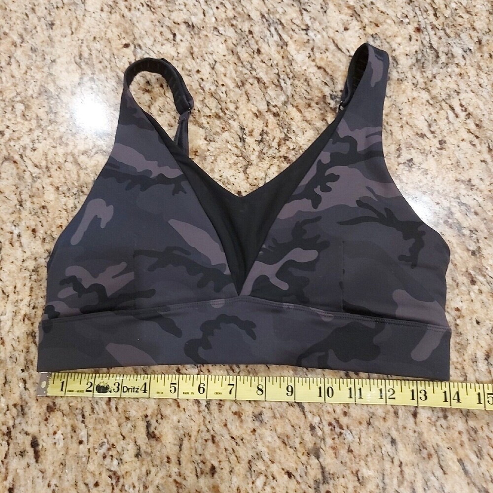 ZYIA Active Sports Bra Women's Med Black Camouflage Adj Straps Wireless/Pads